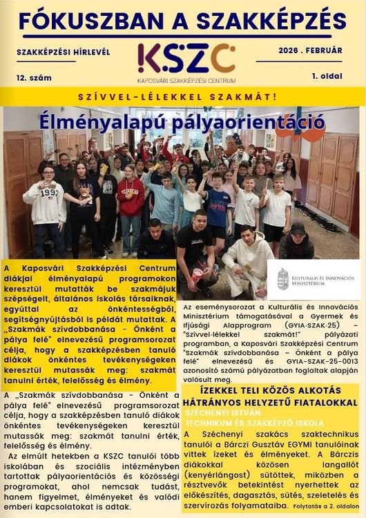 Megjelent a "Fókuszban a szakképzés" februári száma.