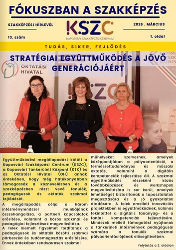 Megjelent a "Fókuszban a szakképzés" márciusi száma.